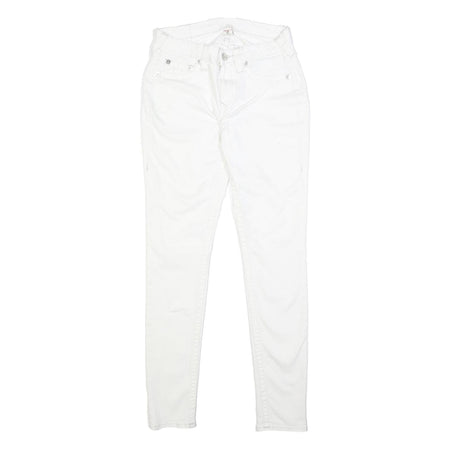 TRUE RELIGION Womens Slim White Denim Slim Jeans Cotton Blend W27 L30 Zip