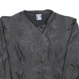 YESSICA Womens Black Printed Blouse Long Sleeve Button Neck L Stylish