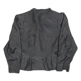 YESSICA Womens Black Printed Blouse Long Sleeve Button Neck L Stylish