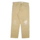 CARHARTT Mens Relaxed Beige Cotton Blend Zip Trousers W36 L30 Workwear