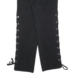 ROMWE Womens Jeans Black Relaxed Straight Denim Medium W26 L29 Lace-up Side