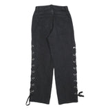 ROMWE Womens Jeans Black Relaxed Straight Denim Medium W26 L29 Lace-up Side