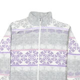 ALFRED DUNNER Womens White & Grey Purple Pattern Zip Jacket L Polyester Blend