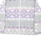 ALFRED DUNNER Womens White & Grey Purple Pattern Zip Jacket L Polyester Blend