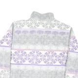 ALFRED DUNNER Womens White & Grey Purple Pattern Zip Jacket L Polyester Blend