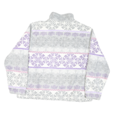 ALFRED DUNNER Womens White & Grey Purple Pattern Zip Jacket L Polyester Blend
