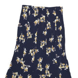 JOULES Womens Blue Floral Midi Polyester Blend Skirt UK 14 Lightweight Summer