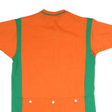 Womens Orange & Green Modern T-Shirt M Short Sleeve Round Neck Colour Block Zip