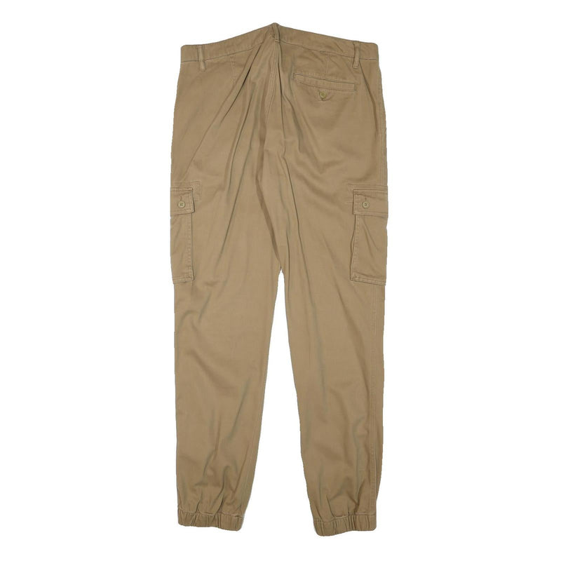 PIER ONE Mens Relaxed Beige Cargo Cotton Blend Trousers W34 L32