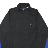 CHAMPION Mens Black & Blue Zip Jacket M Polyester Blend Sportswear Track
