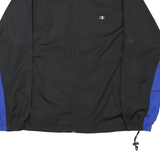 CHAMPION Mens Black & Blue Zip Jacket M Polyester Blend Sportswear Track