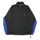 CHAMPION Mens Black & Blue Zip Jacket M Polyester Blend Sportswear Track