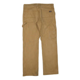 DICKIES Mens Polyester Blend Tan Regular Straight Trousers W36 L32 Workwear
