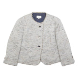 KOCCA Womens White Linen Button Jacket XL Woven Classic Elegant Fashion