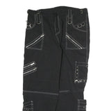 Black Womens Cotton Cargo Regular Fit Trousers W38 L36 Zip Pocket Stud Detail