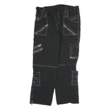 Black Womens Cotton Cargo Regular Fit Trousers W38 L36 Zip Pocket Stud Detail