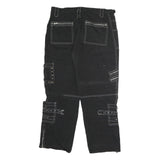 Black Womens Cotton Cargo Regular Fit Trousers W38 L36 Zip Pocket Stud Detail
