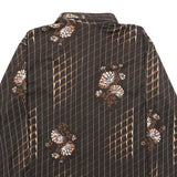 Mens Black Floral Checked Shirt M Long Sleeve Button-Up Vintage Style