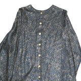 MAAK Womens Blue Plain Top Long Sleeve Button Neck M Stylish Casual