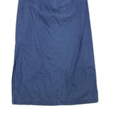 TALBOTS Womens Blue Cotton Blend Denim Midi Skirt M Button Front Casual