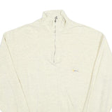YORK Mens Cream 1/4 Zip Sweatshirt L Zip Neck Cotton Pullover Casual