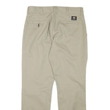DICKIES Mens Cotton Blend Beige Regular Fit Straight Leg Trousers W32 L31