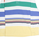 CLUB ROOM Mens White & Multi Long Sleeve Striped Polo Shirt L Cotton Casual