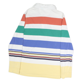 CLUB ROOM Mens White & Multi Long Sleeve Striped Polo Shirt L Cotton Casual