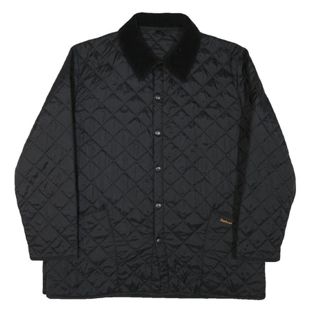 BARBOUR Mens Black Quilted Jacket XL Polyester Blend Button Closure Classic Fit