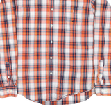 NAUTICA Mens Orange & Navy Plaid Shirt L Cotton Blend Casual Button-Down
