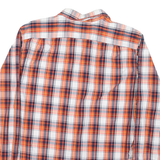 NAUTICA Mens Orange & Navy Plaid Shirt L Cotton Blend Casual Button-Down