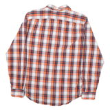 NAUTICA Mens Orange & Navy Plaid Shirt L Cotton Blend Casual Button-Down