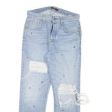 7 FOR ALL MANKIND Womens Slim Blue Denim Rinse W28 L26 Distressed Button Fly