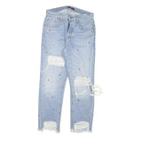 7 FOR ALL MANKIND Womens Slim Blue Denim Rinse W28 L26 Distressed Button Fly