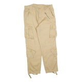 AKARMY Womens Beige Regular Fit Cargo Trousers W32 L28 Cotton Blend Zip Pocket