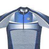 LG Mens Blue & Grey Cycling T-Shirt M Short Sleeve 1/4 Zip Sportswear