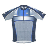 LG Mens Blue & Grey Cycling T-Shirt M Short Sleeve 1/4 Zip Sportswear