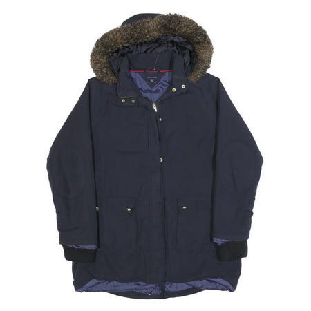 TOMMY HILFIGER Womens Navy Blue Jacket XL Polyester Blend Zip Hooded Fair Isle
