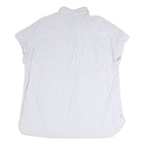 ZARA Womens Blue & White Striped Shirt Short Sleeve Collared L Casual Summer