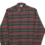 Mens Green Brown Check Cotton Button Shirt M Classic Long Sleeve Retro
