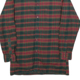 Mens Green Brown Check Cotton Button Shirt M Classic Long Sleeve Retro