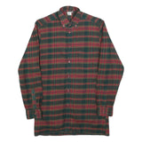 Mens Green Brown Check Cotton Button Shirt M Classic Long Sleeve Retro