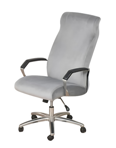 Anyseat Grey Velvet Office Chair Cover – Zippered Stretchable High‑Back Slipcover Protector