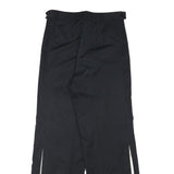 Womens Relaxed Fit Wool Blend Black Pinstripe Trousers W30 L29 Wide Leg Zip