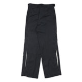 Womens Relaxed Fit Wool Blend Black Pinstripe Trousers W30 L29 Wide Leg Zip