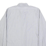 MONN Mens White & Blue Striped Shirt L Cotton Long Sleeve Button Casual