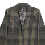 MISS ASHLEY Womens Green & Brown Checked Tailored Jacket XL Wool Blend Button