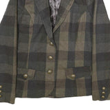 MISS ASHLEY Womens Green & Brown Checked Tailored Jacket XL Wool Blend Button
