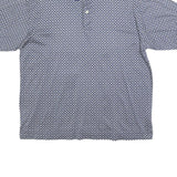NAUTICA Mens Blue & White Printed Short Sleeve Polo Shirt L Cotton Blend Casual