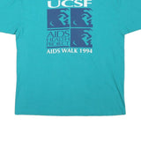 HANES Mens Turquoise UCSF AIDS Walk 1994 Graphic T-Shirt XL Short Sleeve Crew